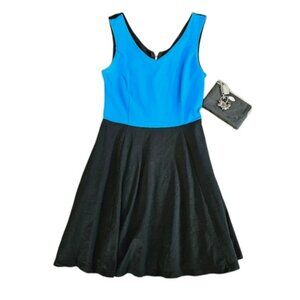 Cynthia Rowley Women's Mini Dress Size Medium Blue Black Fit & Flare Cocktail